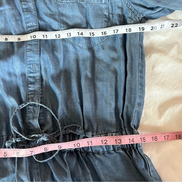 CHELSEA & THEODORE Chambray Denim Utility Button-top Tie Waist Romper Size L - Picture 10 of 11